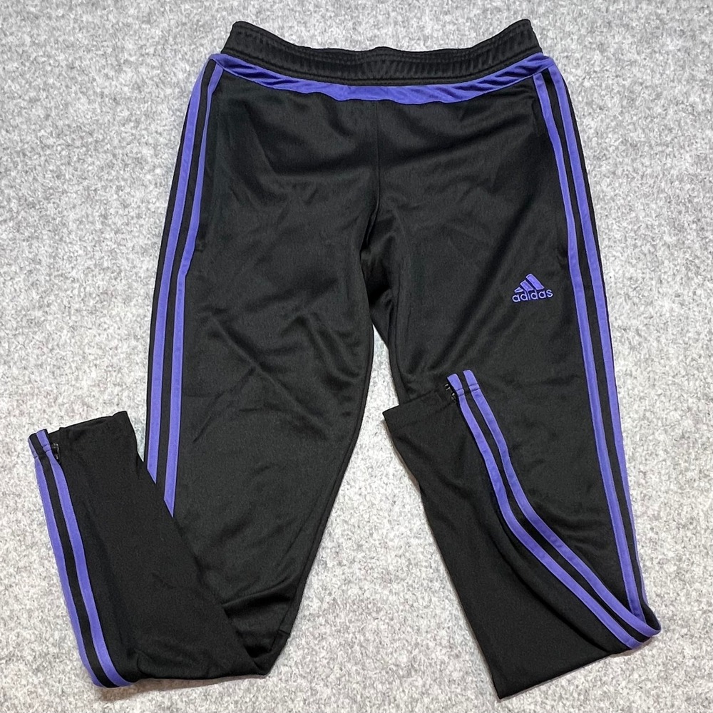 Adidas Climacool Track Pants Black Blue 3-Stripe Ankle Zip Joggers Womens XS